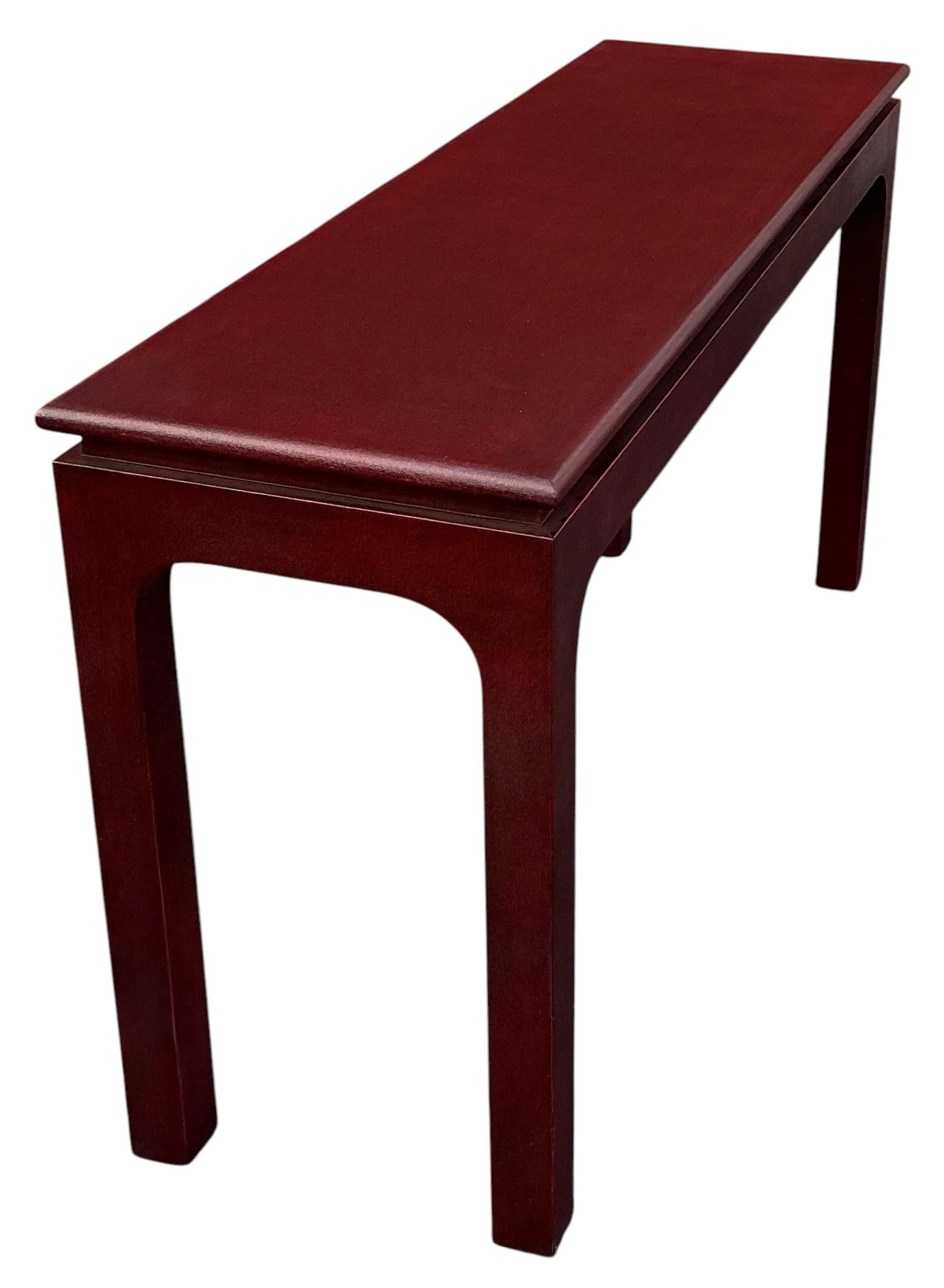 20th Century Harrison Van Horn Ming Style Lacquered Grasscloth Wrapped Console Table
