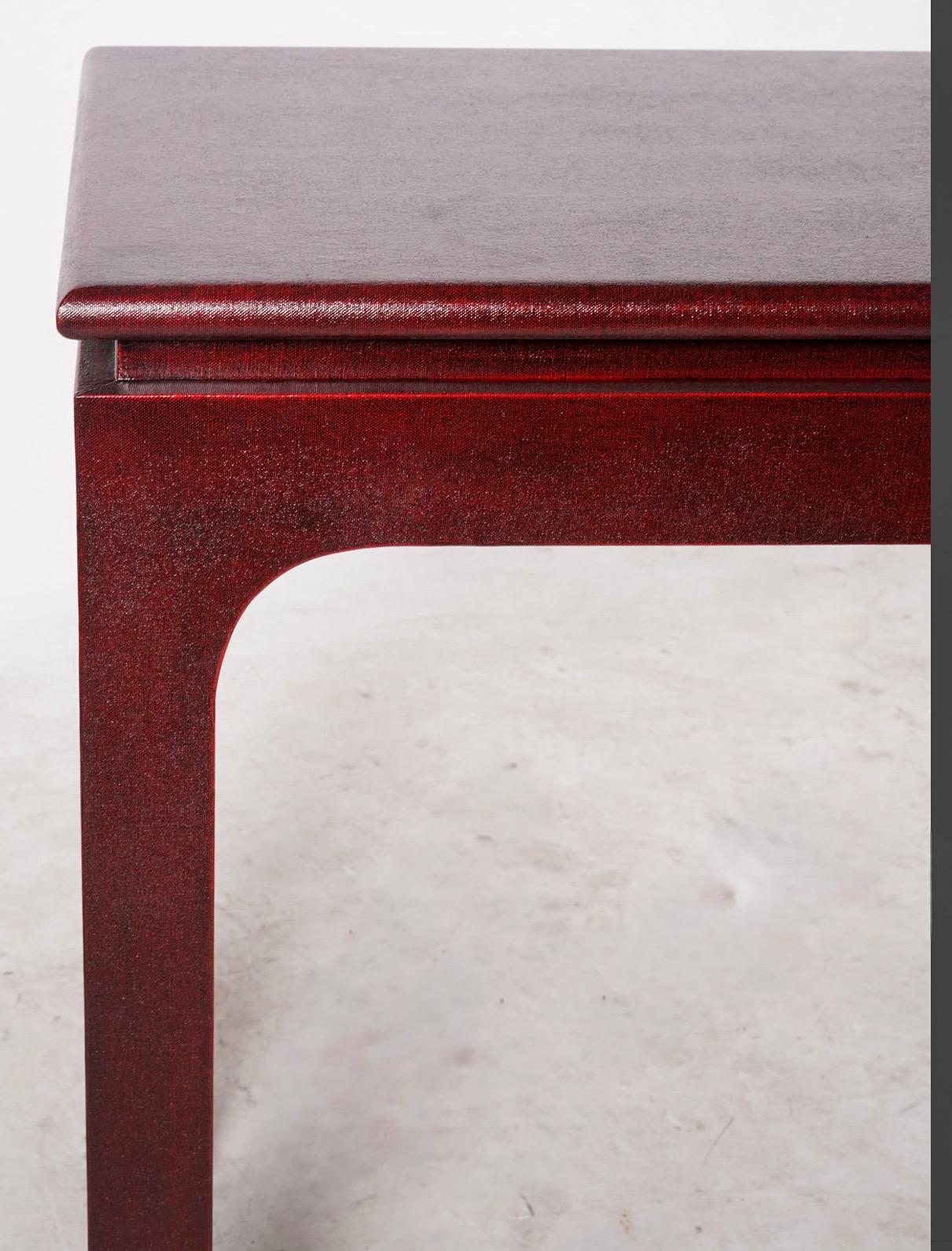 Harrison Van Horn Ming Style Lacquered Grasscloth Wrapped Console Table 1
