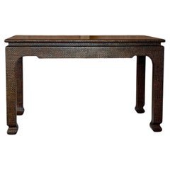 Harrison Van Horn Vintage Lacquered Raffia Ming Style Console Table