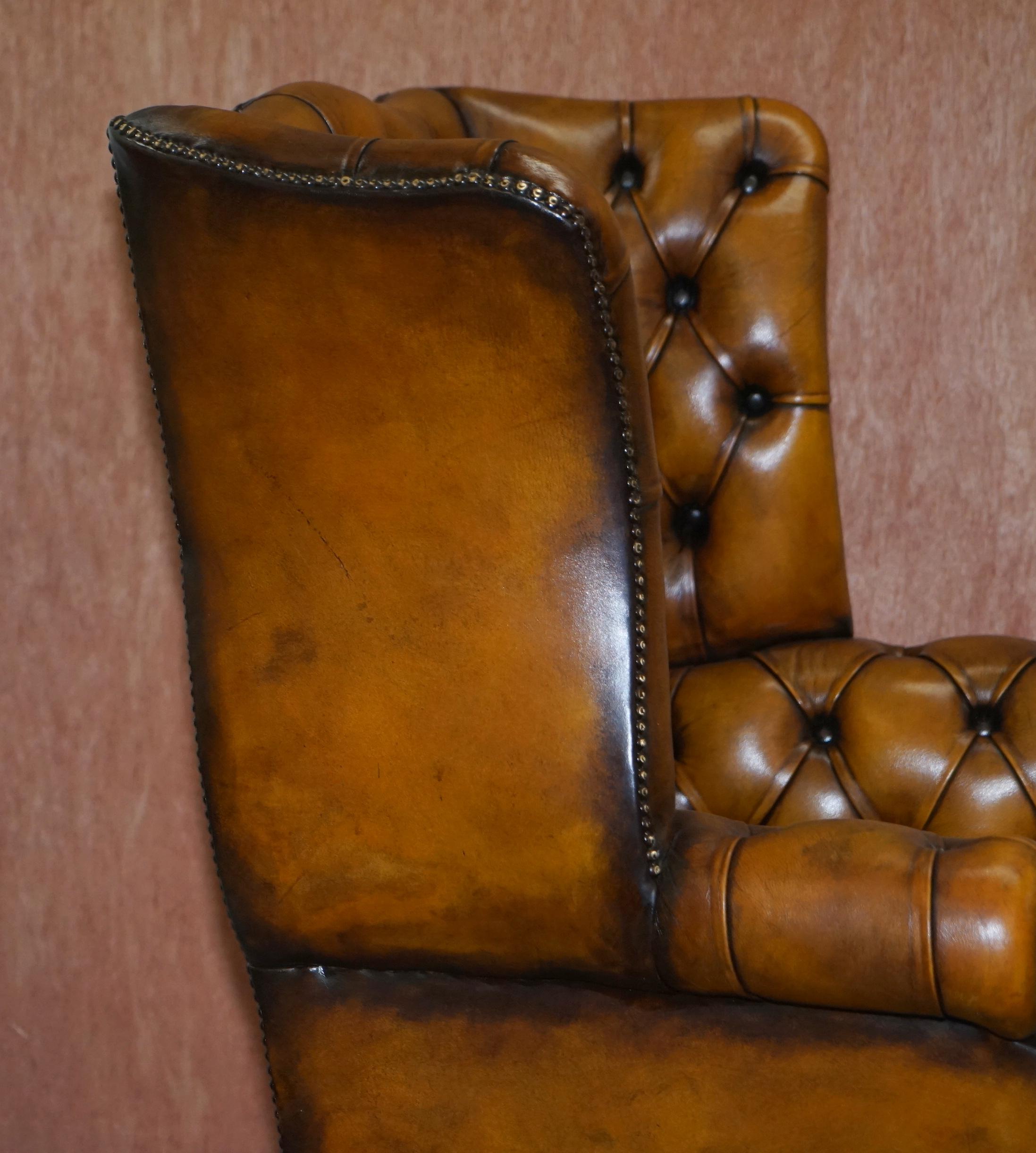 Harrods 1960s Fully Restored Aged Leather Chesterfield Directors Office Chair 12