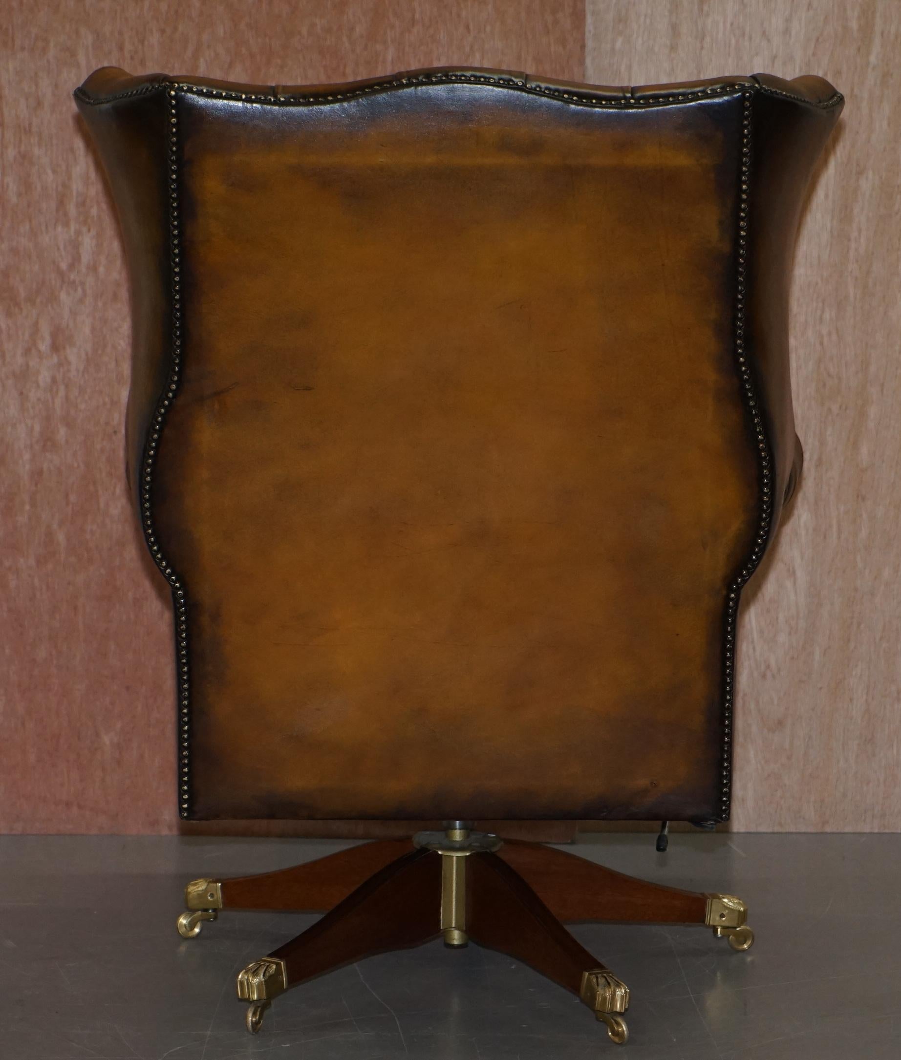Harrods 1960s Fully Restored Aged Leather Chesterfield Directors Office Chair 13