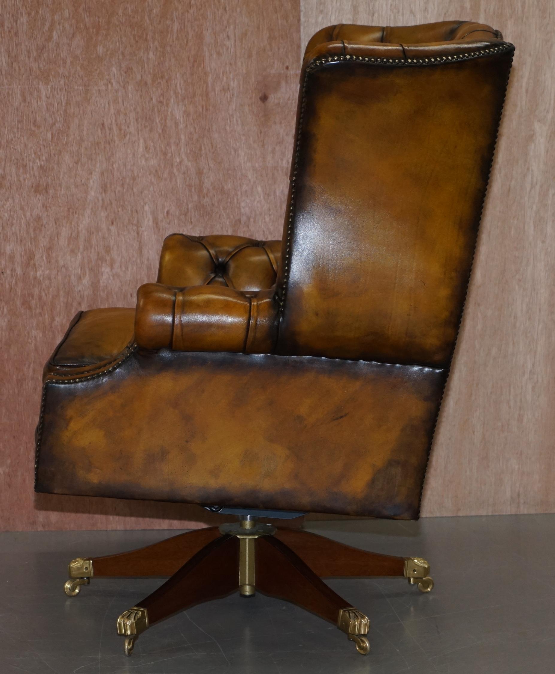 Harrods 1960s Fully Restored Aged Leather Chesterfield Directors Office Chair 15