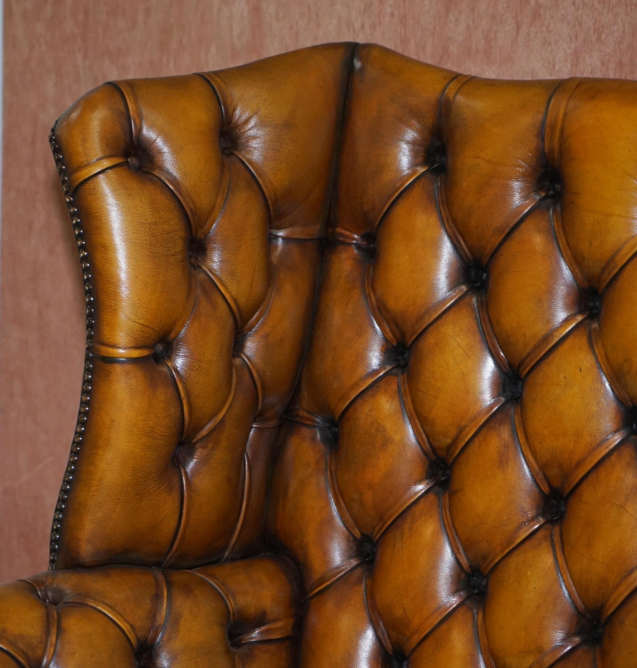 Mid-20th Century Harrods 1960s Fully Restored Aged Leather Chesterfield Directors Office Chair