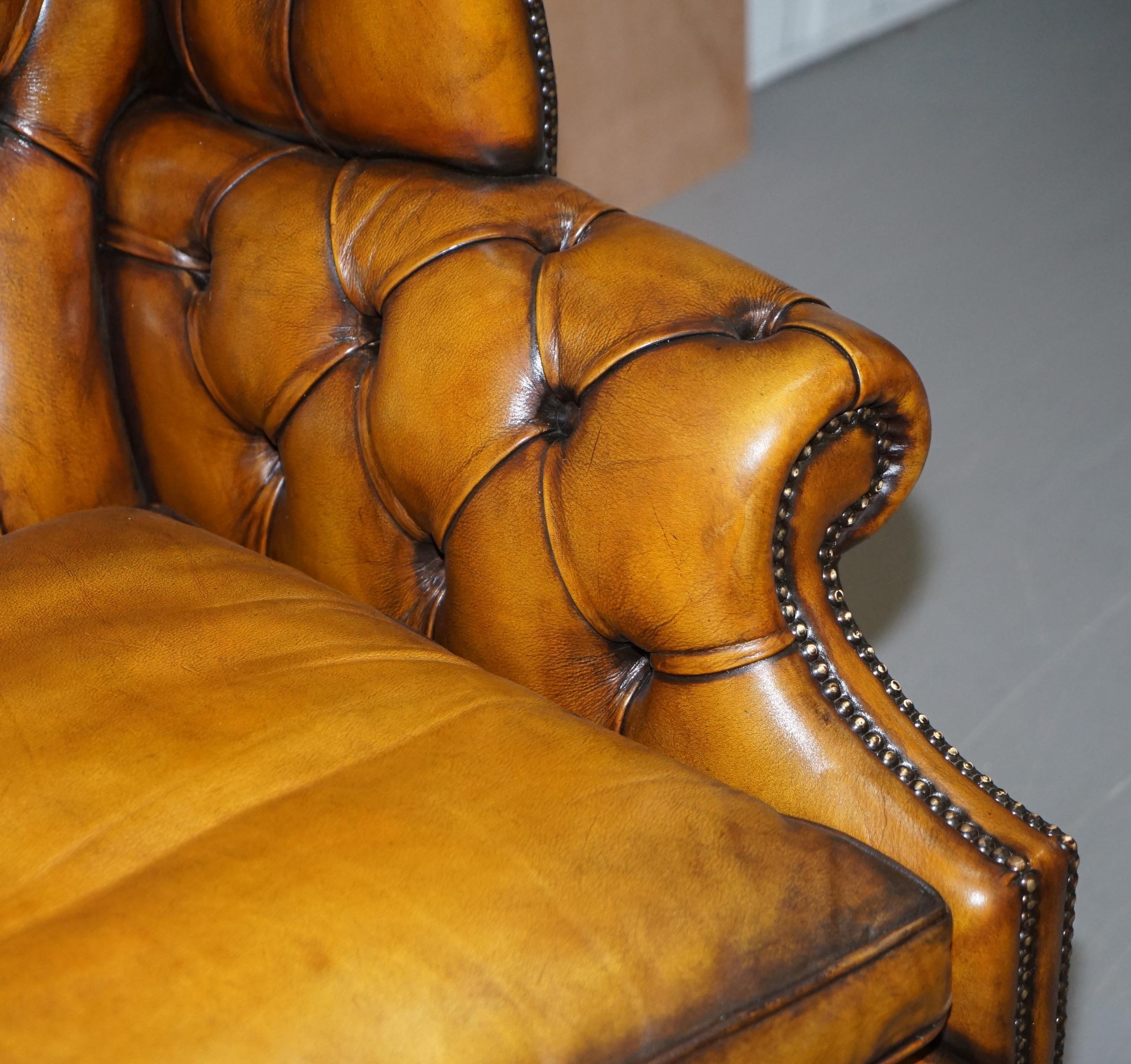 Harrods 1960s Fully Restored Aged Leather Chesterfield Directors Office Chair 3