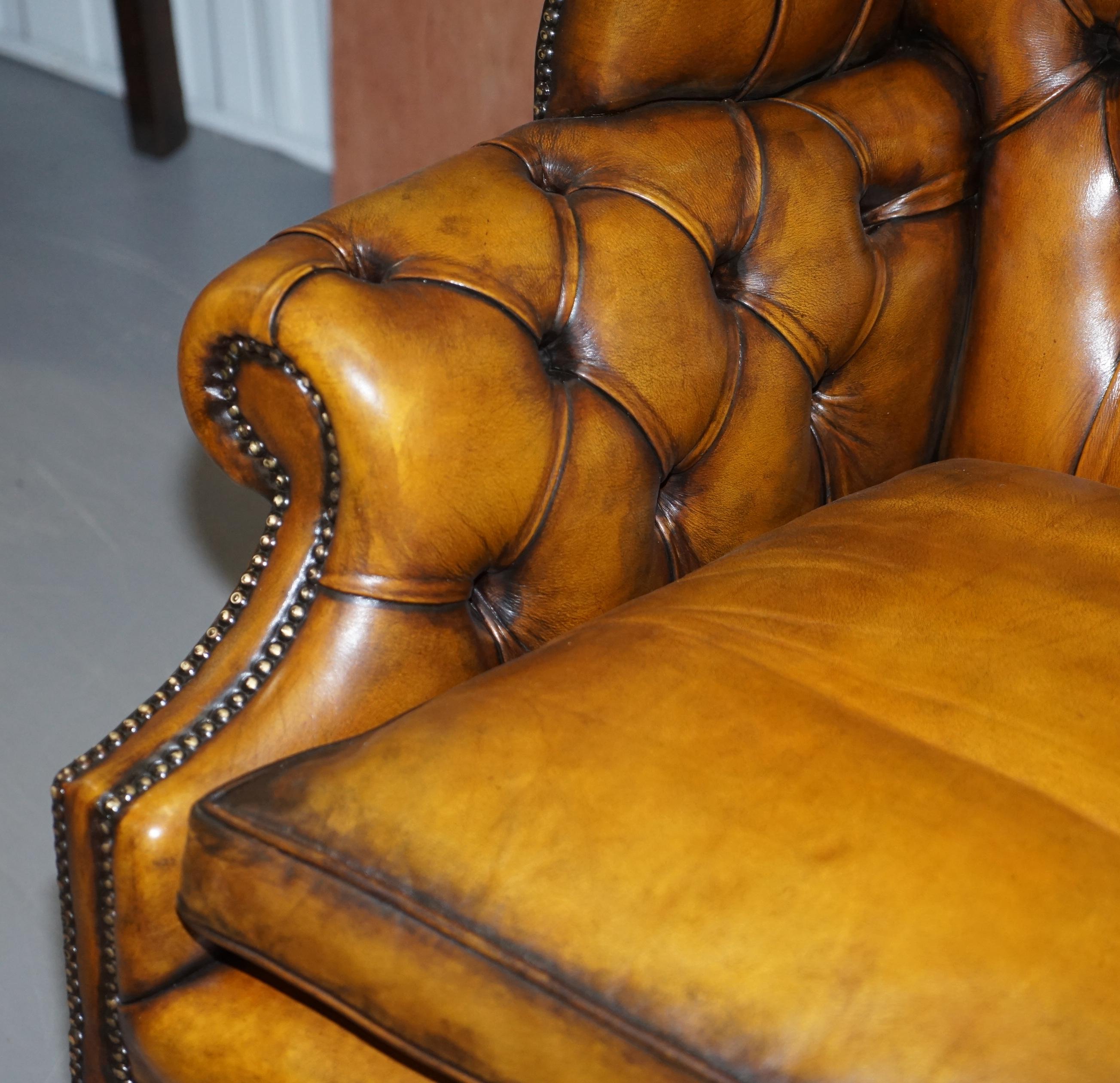 Harrods 1960s Fully Restored Aged Leather Chesterfield Directors Office Chair 4