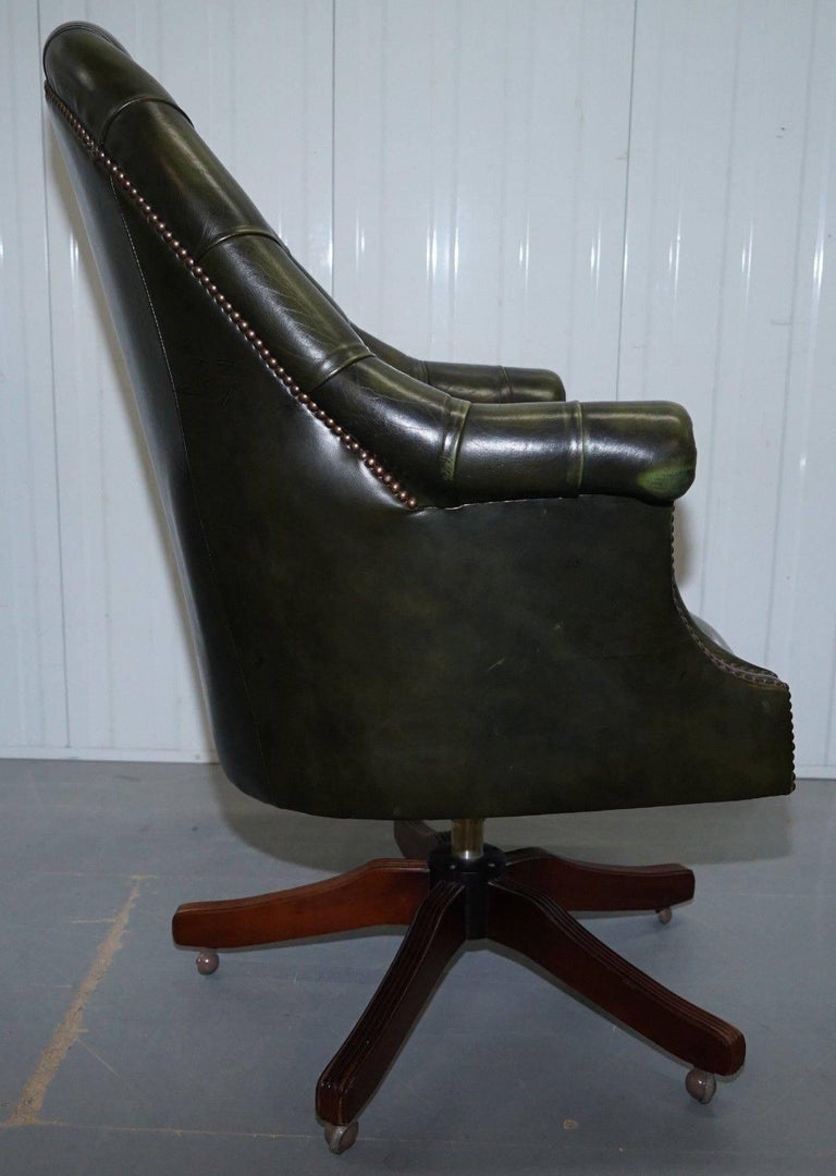 Harrods Chesterfield Directors Green Leather Executive Captains Office