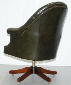 Harrods Chesterfield Directors Green Leather Executive Captains Office Chair
