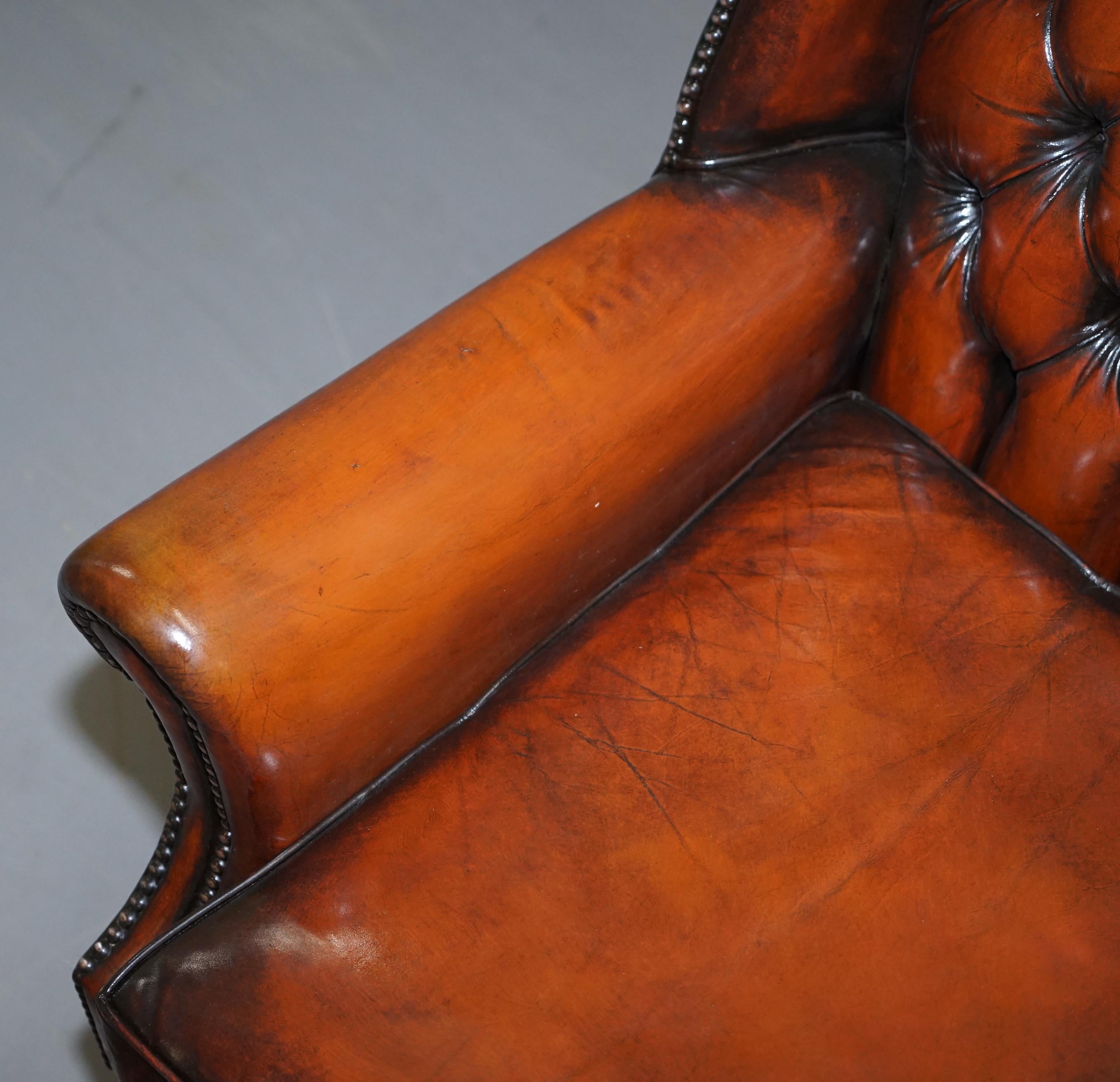 20th Century Harrods Chesterfield Restored Cigar Brown Leather Directors Captains Chair