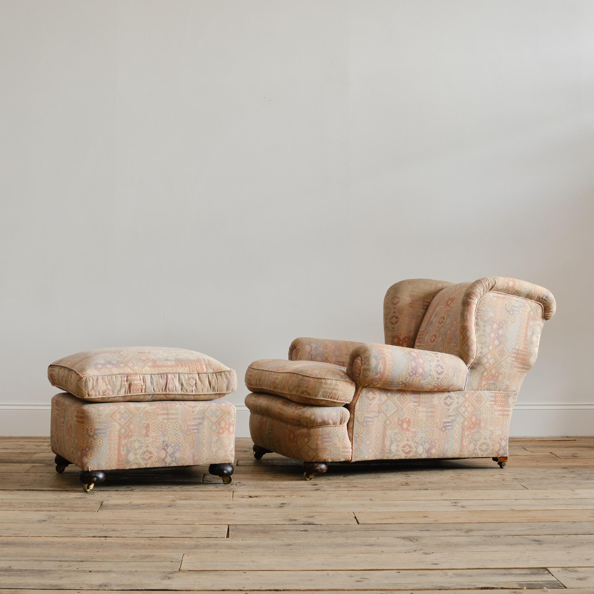 Sillón y reposapiés Harrods Country House en Bueno estado para la venta en Batley, GB