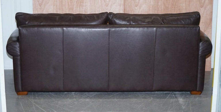 Harrods Divine Duresta Garrick 3 Seater Brown Leather Sofa Feather Filled For Sale 5
