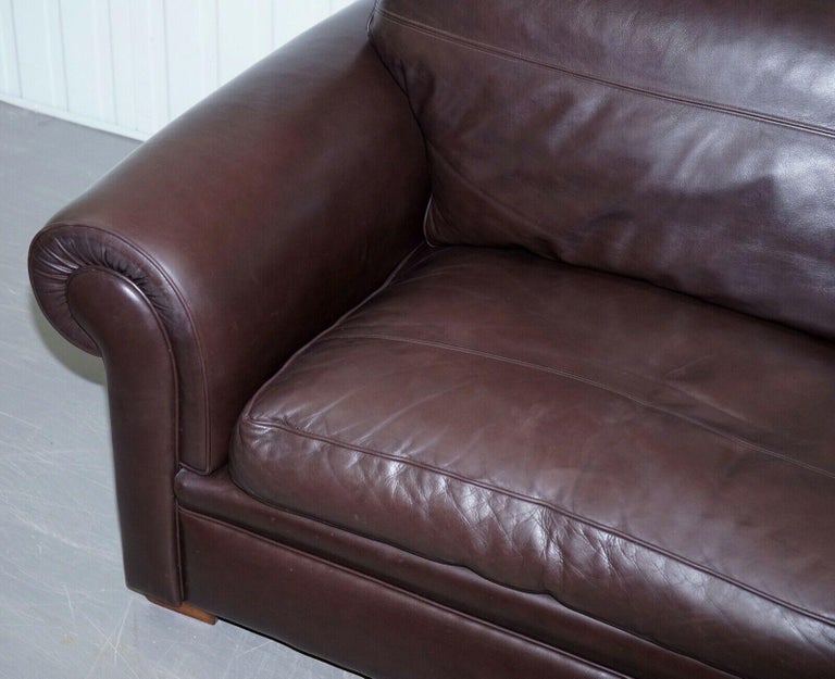Harrods Divine Duresta Garrick 3 Seater Brown Leather Sofa Feather Filled For Sale 1