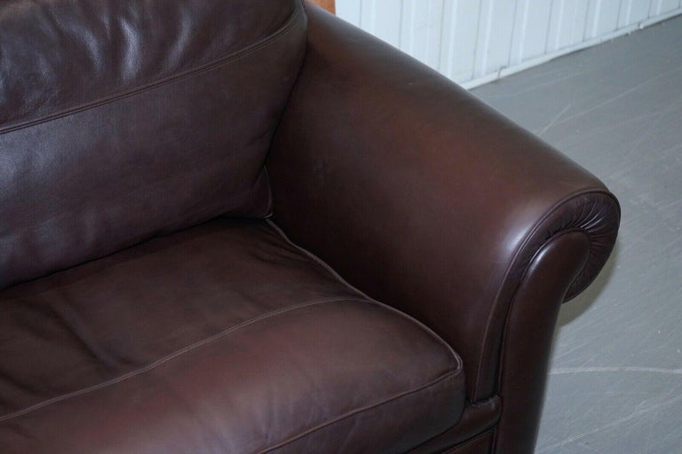 Harrods Divine Duresta Garrick 3 Seater Brown Leather Sofa Feather Filled For Sale 2