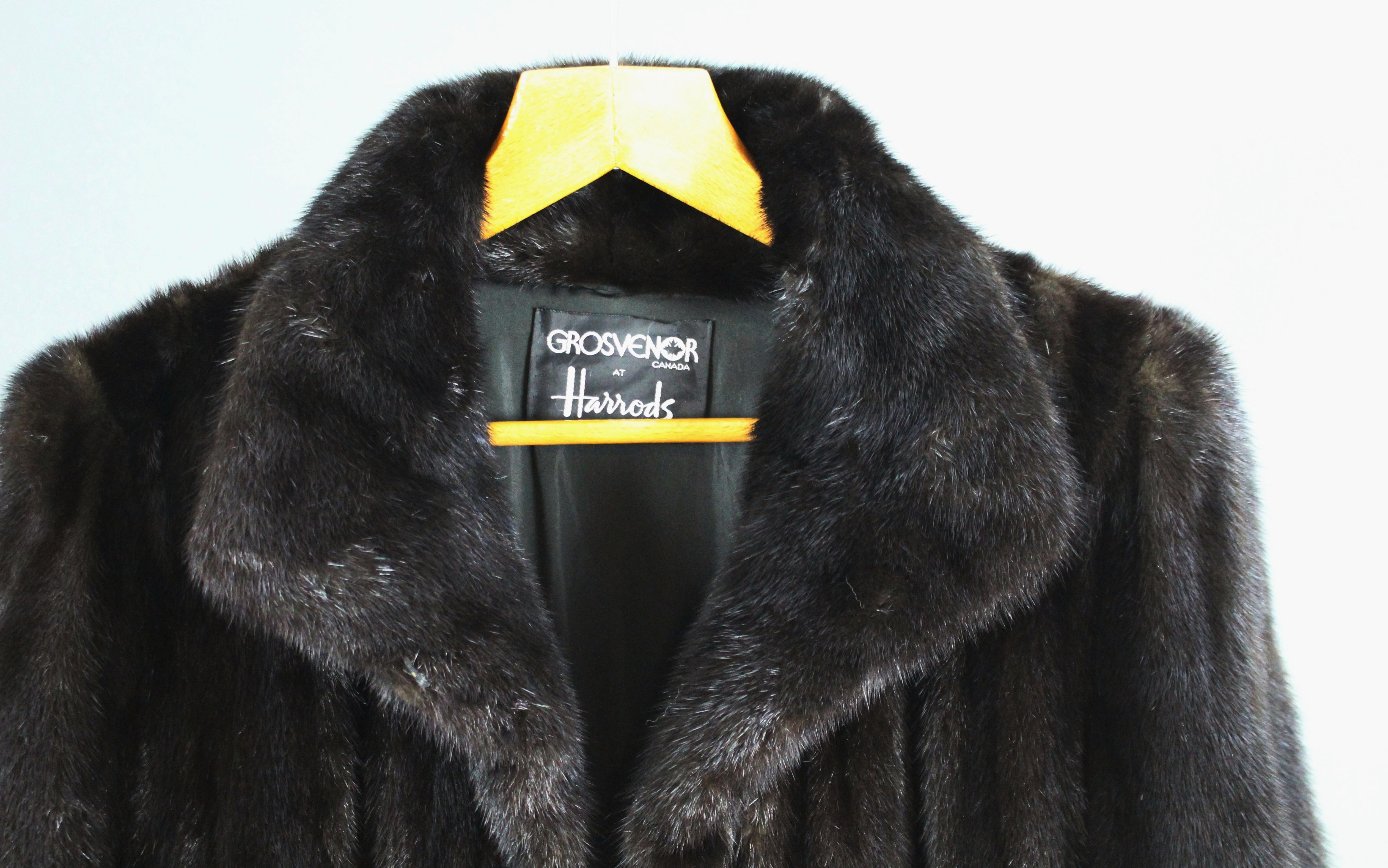 Harrods Full Length Black Mink Coat In Good Condition In Worcester, Worcestershire