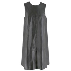 Harrods Grey Leather Sleeveless Shift Dress - Size S