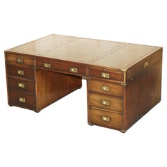 Used HARRODS KENNEDY DOUBLE SIDED TWO PERSON MILITARY CAMPAIGN TWiN PEDESTAL DESK