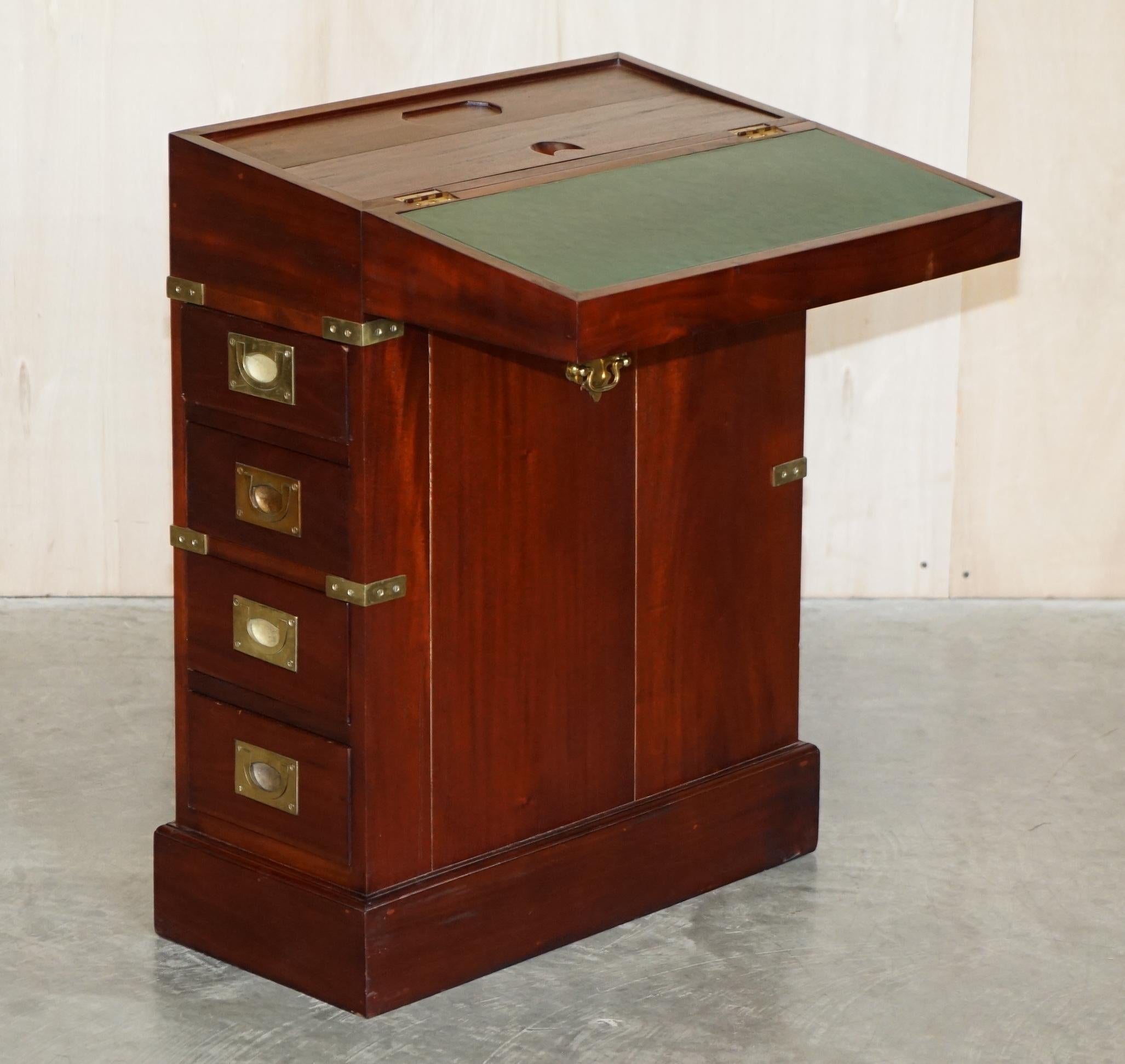 Harrods Kennedy Mahogany & Brass Small Davenport Pedestal Desk Side End Table 5