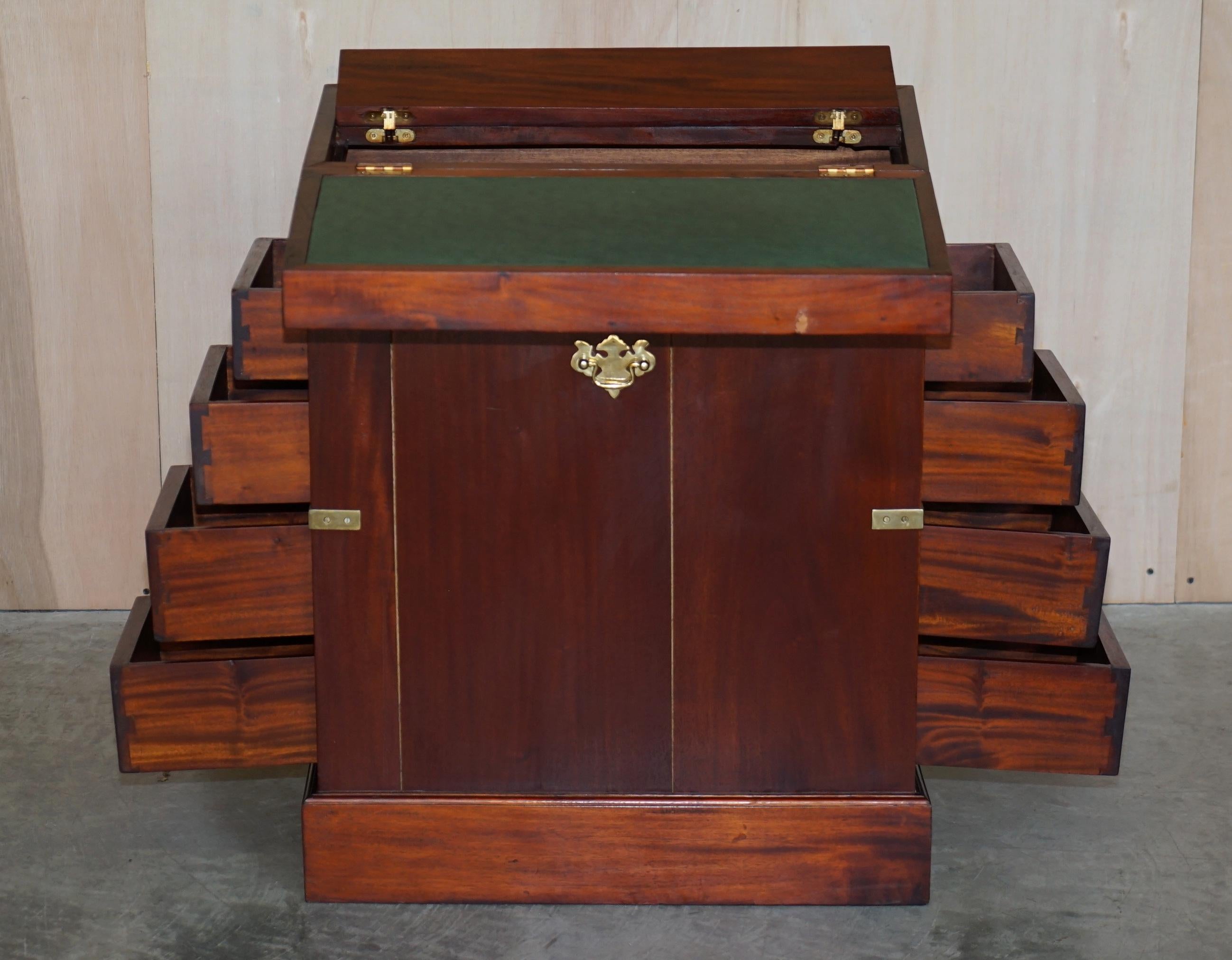 Harrods Kennedy Mahogany & Brass Small Davenport Pedestal Desk Side End Table 8