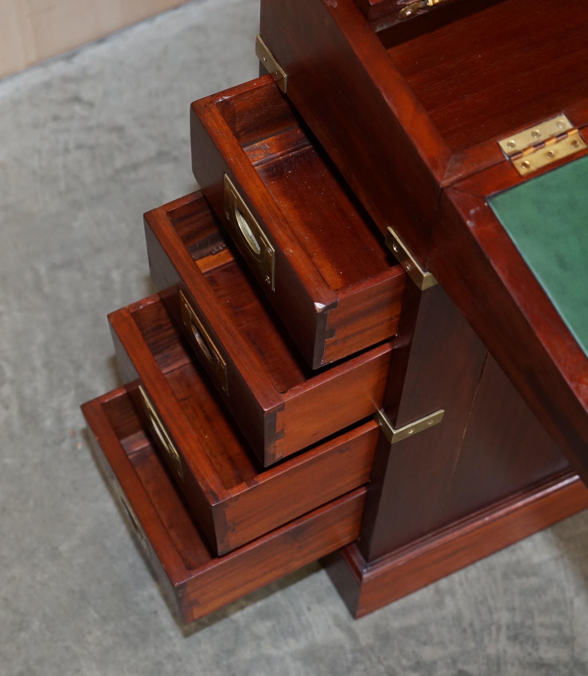 Harrods Kennedy Mahogany & Brass Small Davenport Pedestal Desk Side End Table 9
