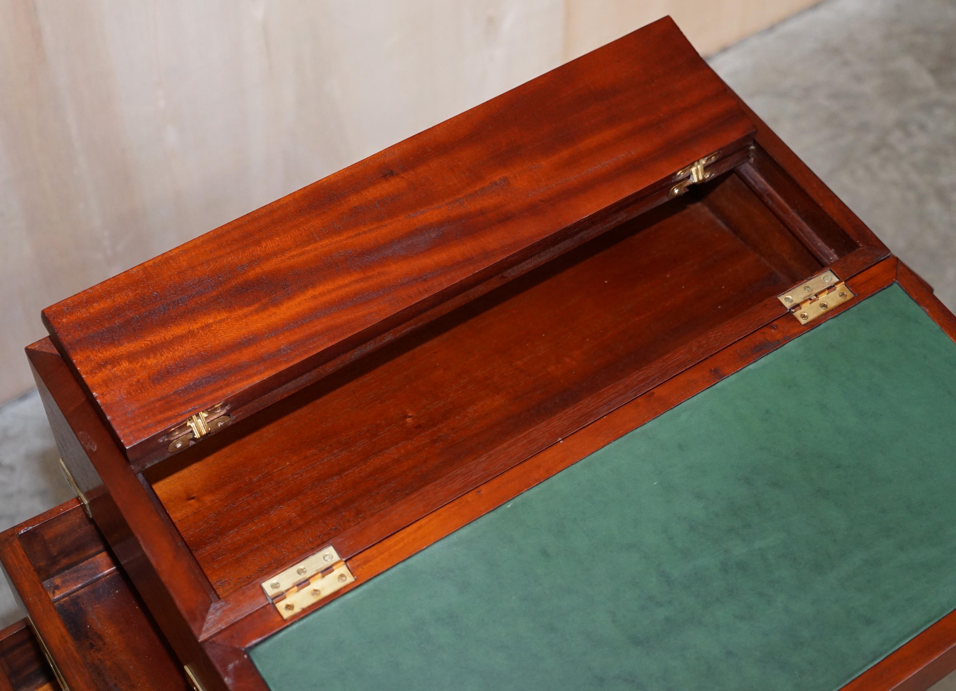 Harrods Kennedy Mahogany & Brass Small Davenport Pedestal Desk Side End Table 10