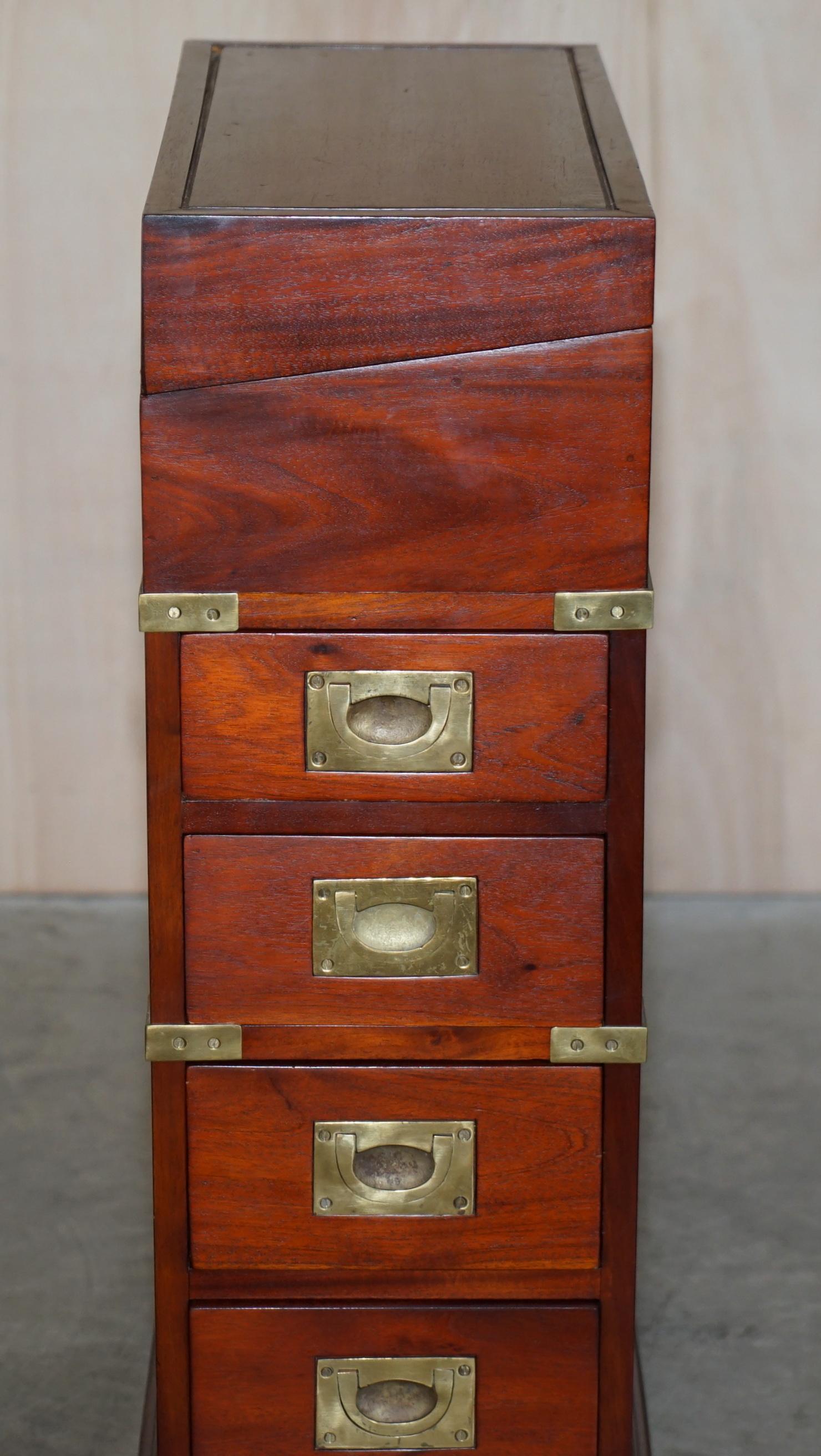 Harrods Kennedy Mahogany & Brass Small Davenport Pedestal Desk Side End Table 3