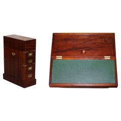 Harrods Kennedy Mahogany & Brass Small Davenport Pedestal Desk Side End Table