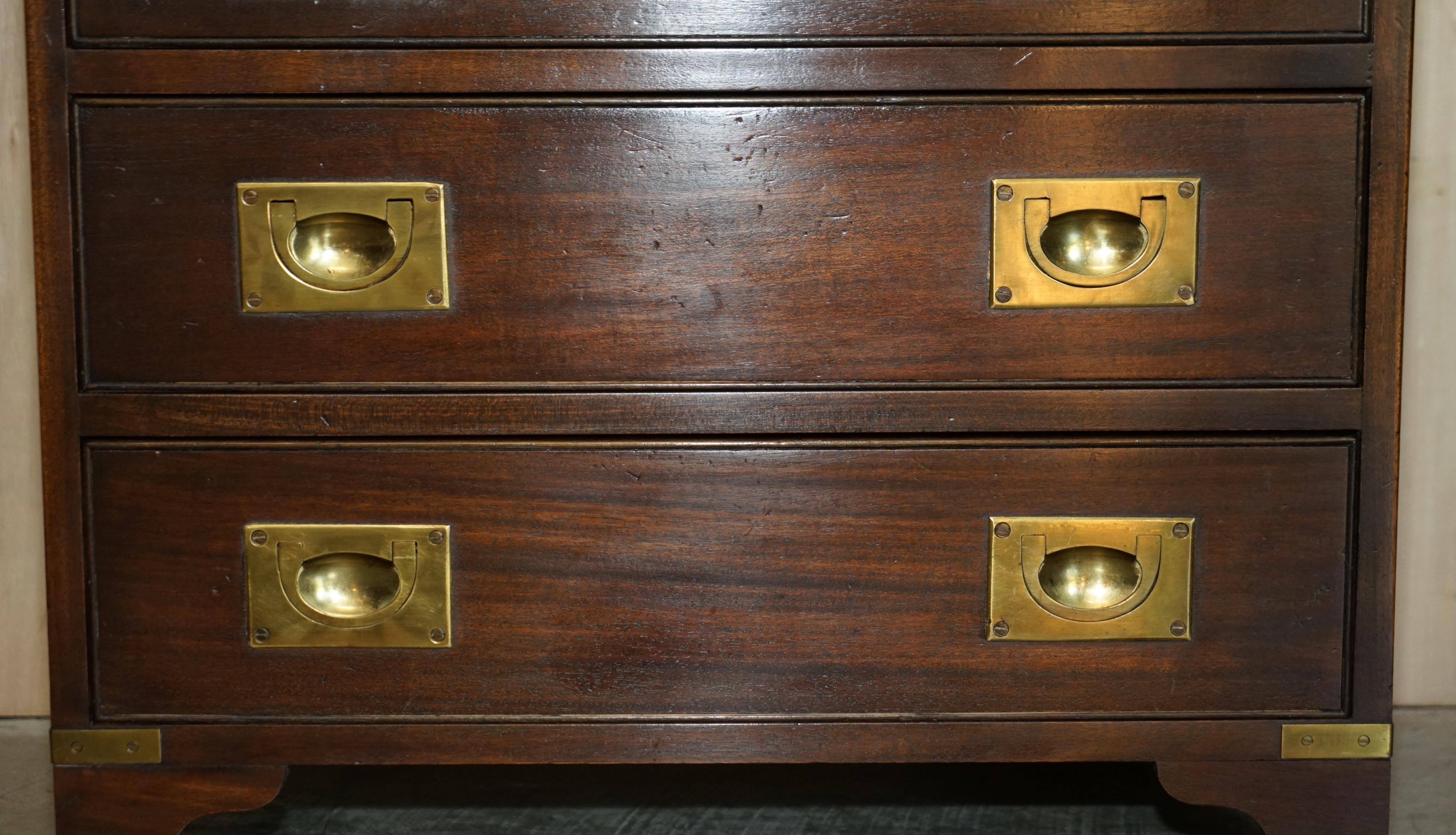 Hand-Crafted Harrods Kennedy Military Campaign Butlers Serving Chest of Drawers Side Table