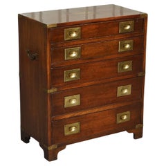 Harrods Kennedy Military Campaign Chest of Drawers Hardwood Lamp Side Table