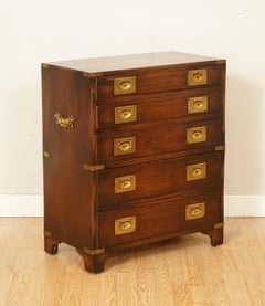 Harrods Kennedy Military Campaign Chest of Drawers Mahogany Side Table