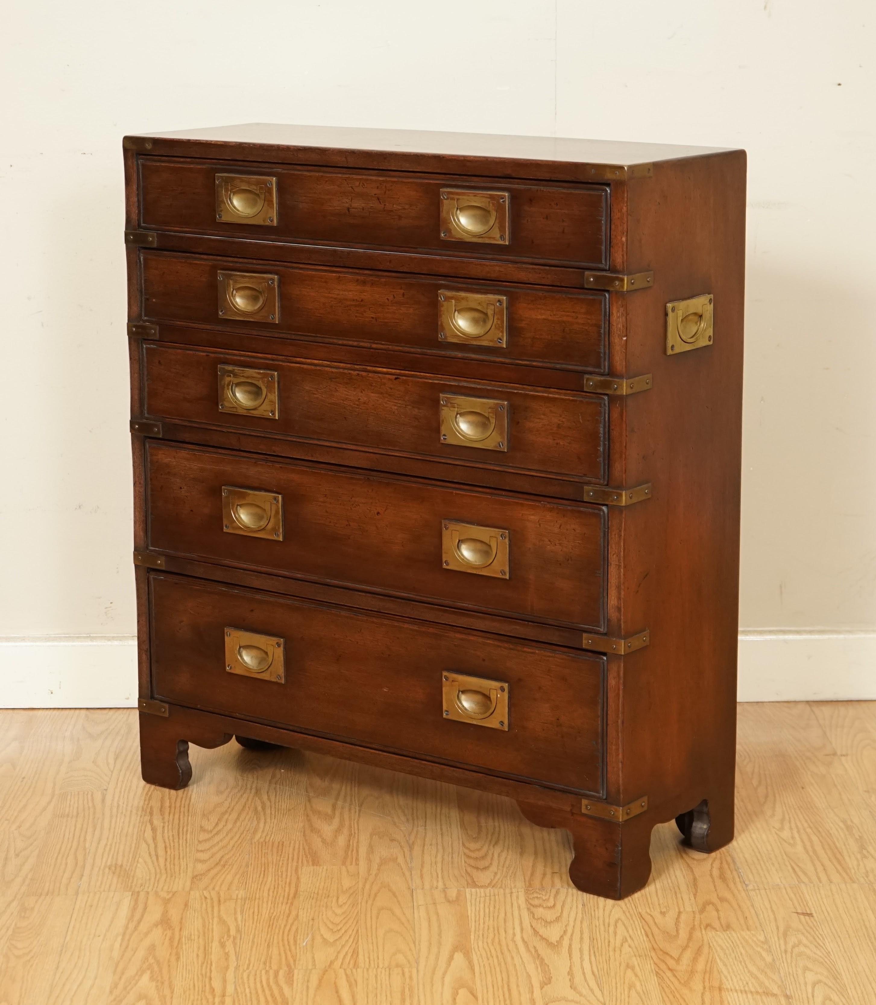 Hand-Crafted Harrods Kennedy Military Campaign Chest of Drawers Mahogany Side Table