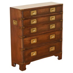 Harrods Kennedy Military Campaign Chest of Drawers Mahogany Side Table