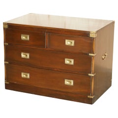 Harrods Kennedy Military Campaign Deep Chest of Drawers Hardwood & Brass