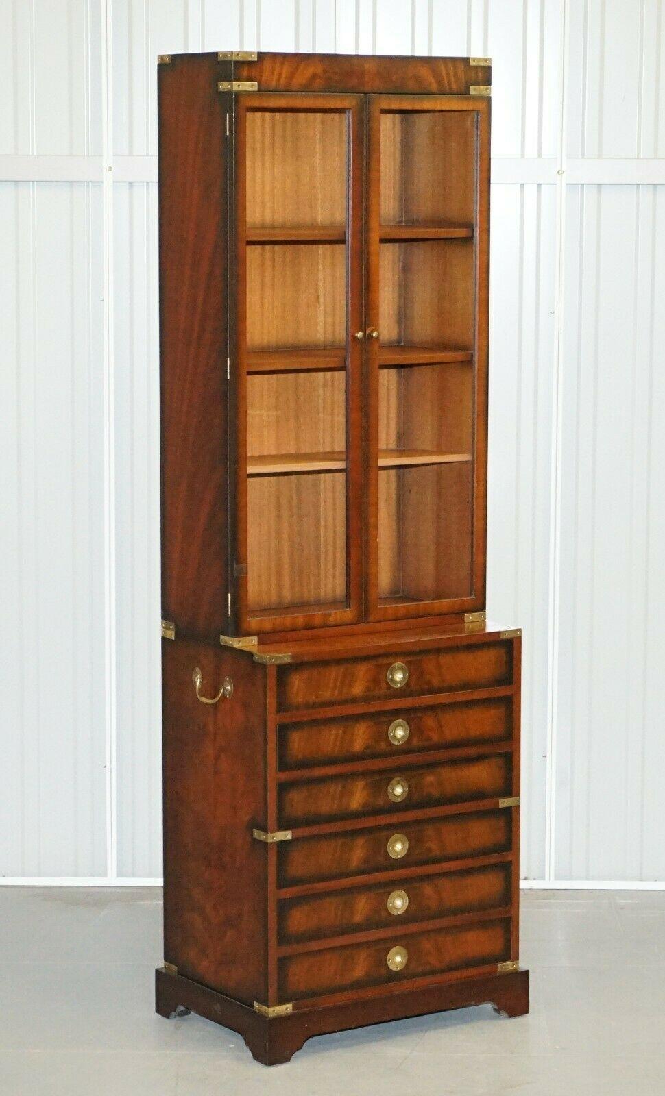 We are delighted to offer for sale this stunning Harrods London REH Kennedy mahogany and brass Military Campaign bookcases on chest of drawer’s bases.

A very good looking bookcase in the style of Military Campaign of which Kennedy is world famous