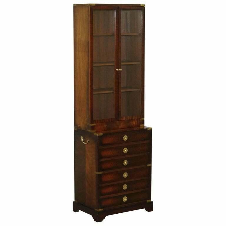 20th Century Harrods Kennedy Military Campaign Hardwood Bookcases + Chest of Drawers