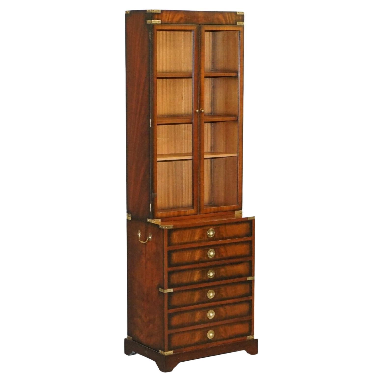 Harrods Kennedy Military Campaign Hardwood Bookcases + Chest of Drawers