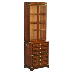 Harrods Kennedy Military Campaign Mahogany Bookcases + Chest of Drawers
