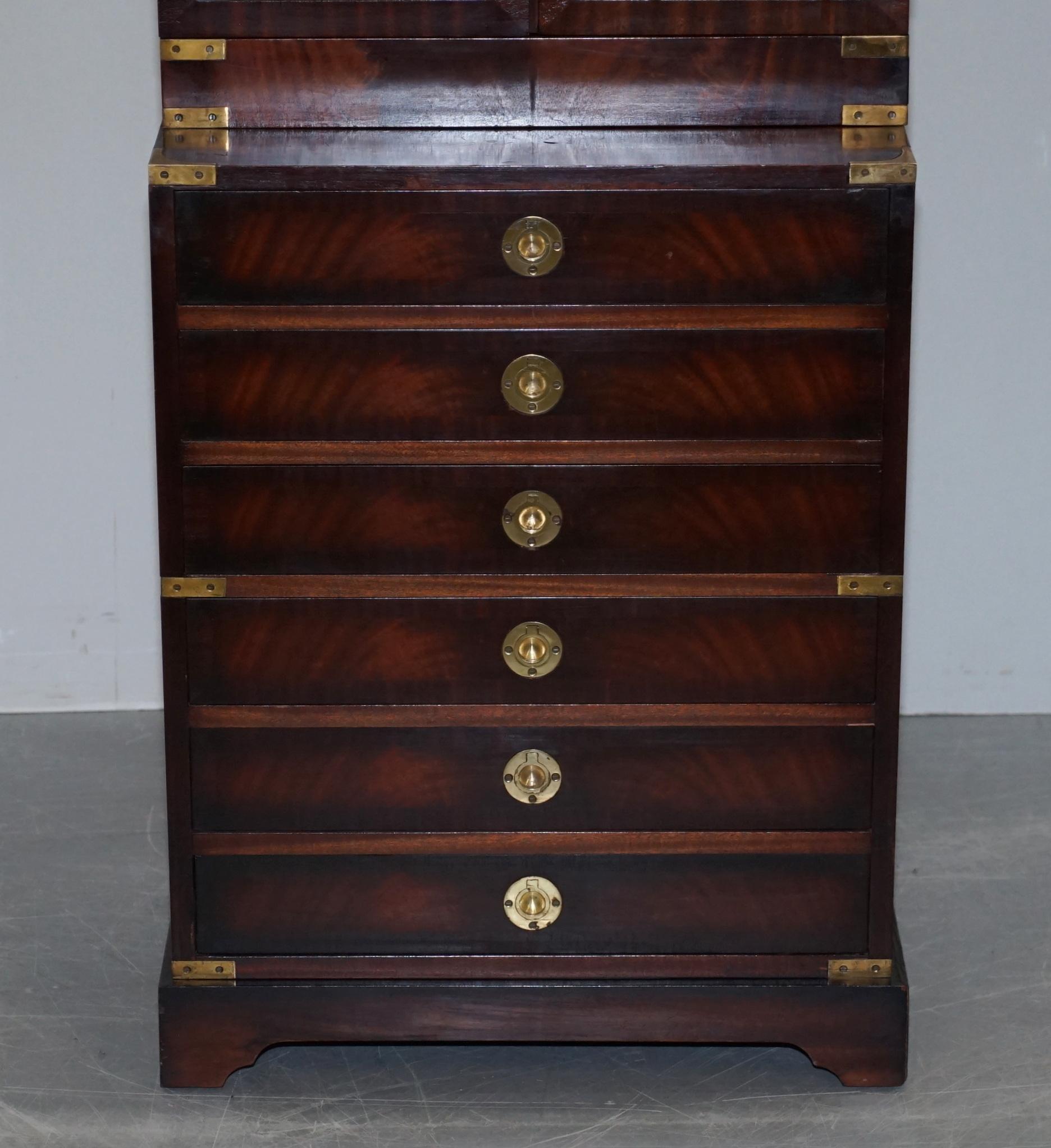 Hand-Crafted Harrods Kennedy Military Campaign Hardwood Brass Bookcase Chest of Drawers