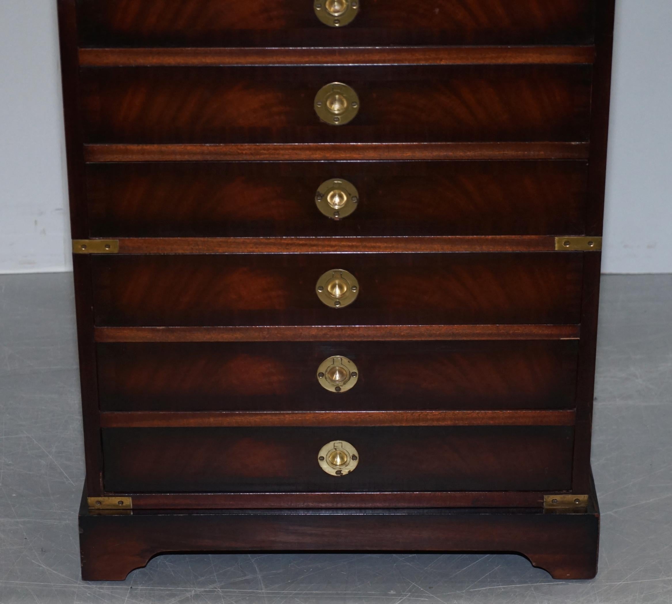 Glass Harrods Kennedy Military Campaign Hardwood Brass Bookcase Chest of Drawers