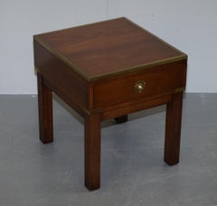 Harrods Kennedy Military Campaign Mahogany Brass Side Table Part of Large Suite