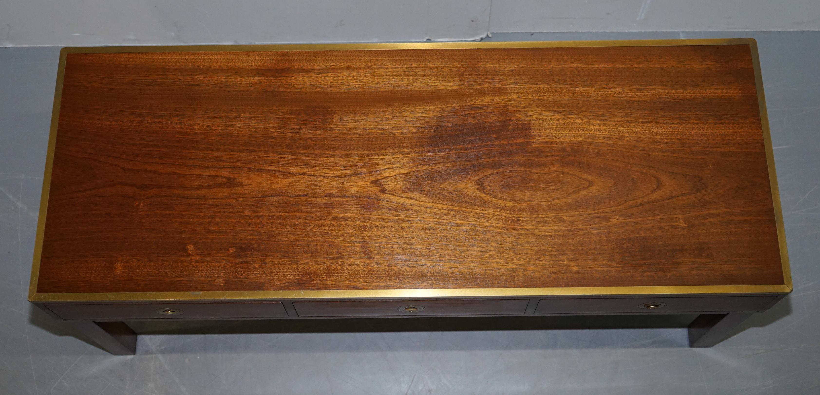Harrods Kennedy Military Campaign Hardwood Coffee Table Part of Large Suite 1