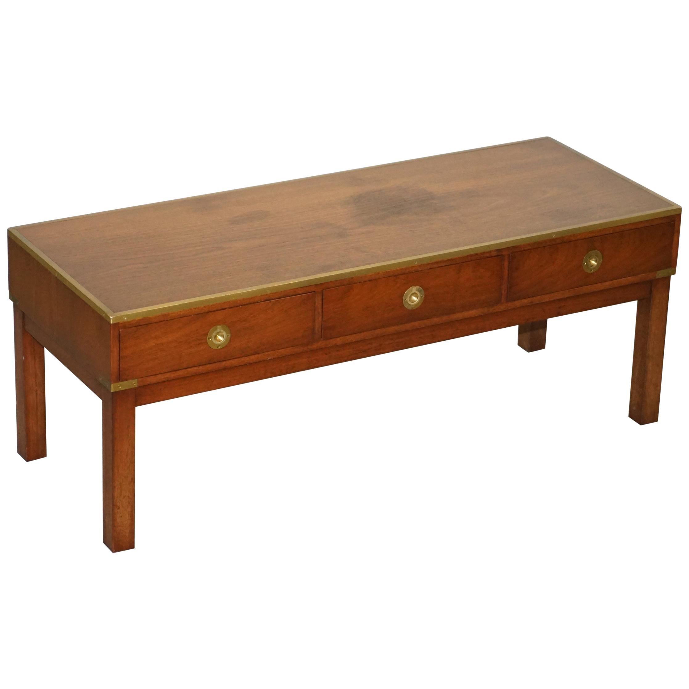 Harrods Kennedy Military Campaign Hardwood Coffee Table Part of Large Suite