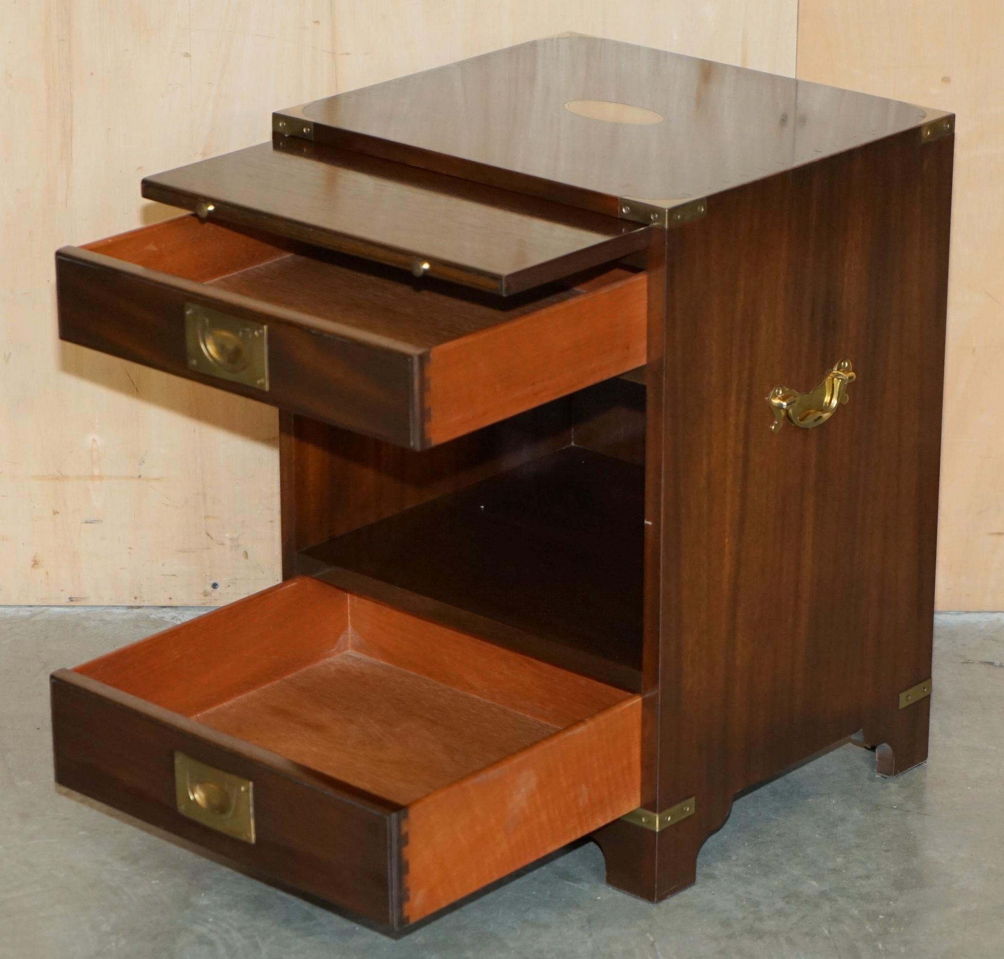 Harrods KENNEDY MILITARY CAMPAIGN SiDE END TABLE DRAWERS INC BUTLERS SLIP TRAY en vente 4