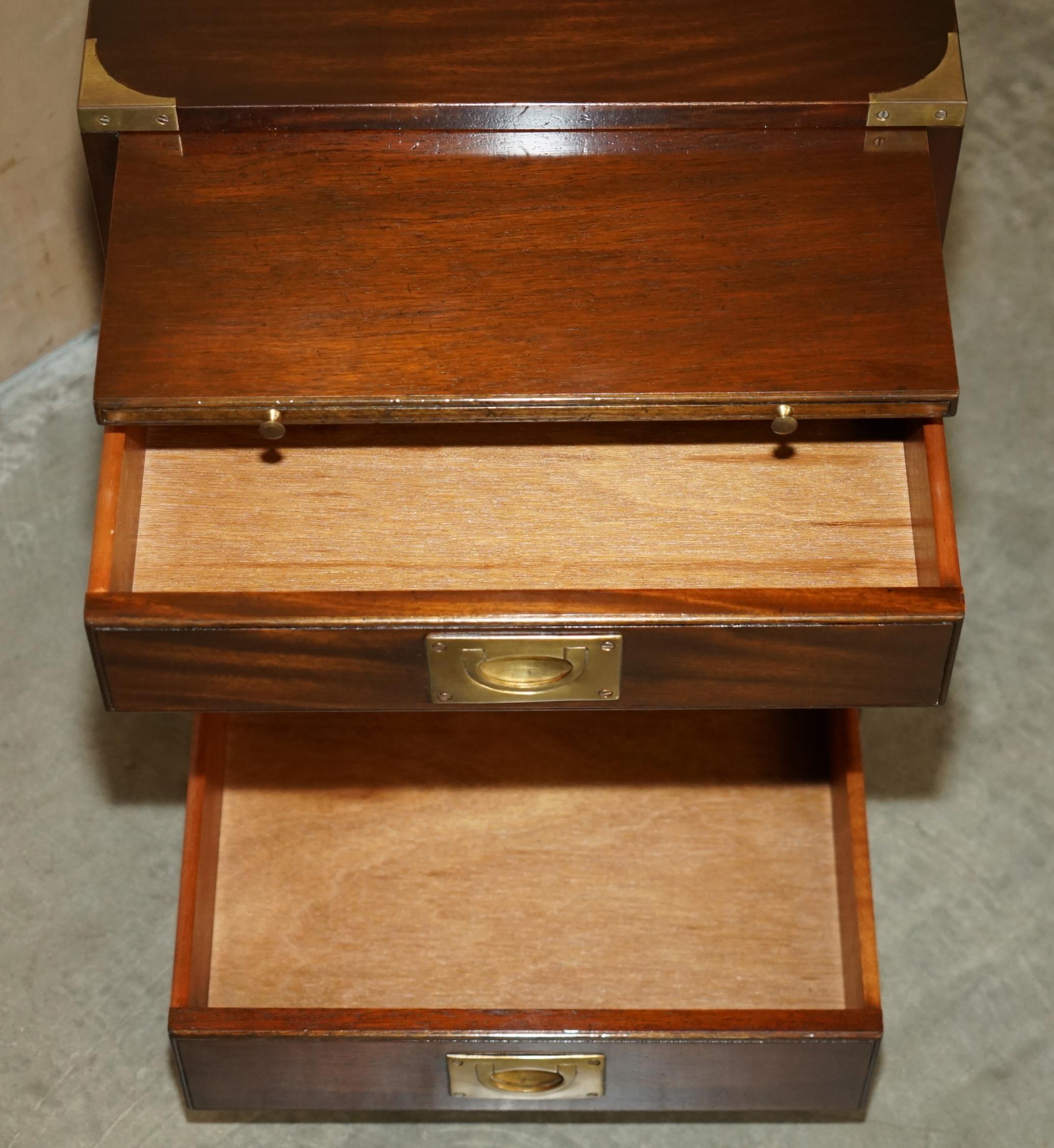 Harrods KENNEDY MILITARY CAMPAIGN SiDE END TABLE DRAWERS INC BUTLERS SLIP TRAY en vente 5