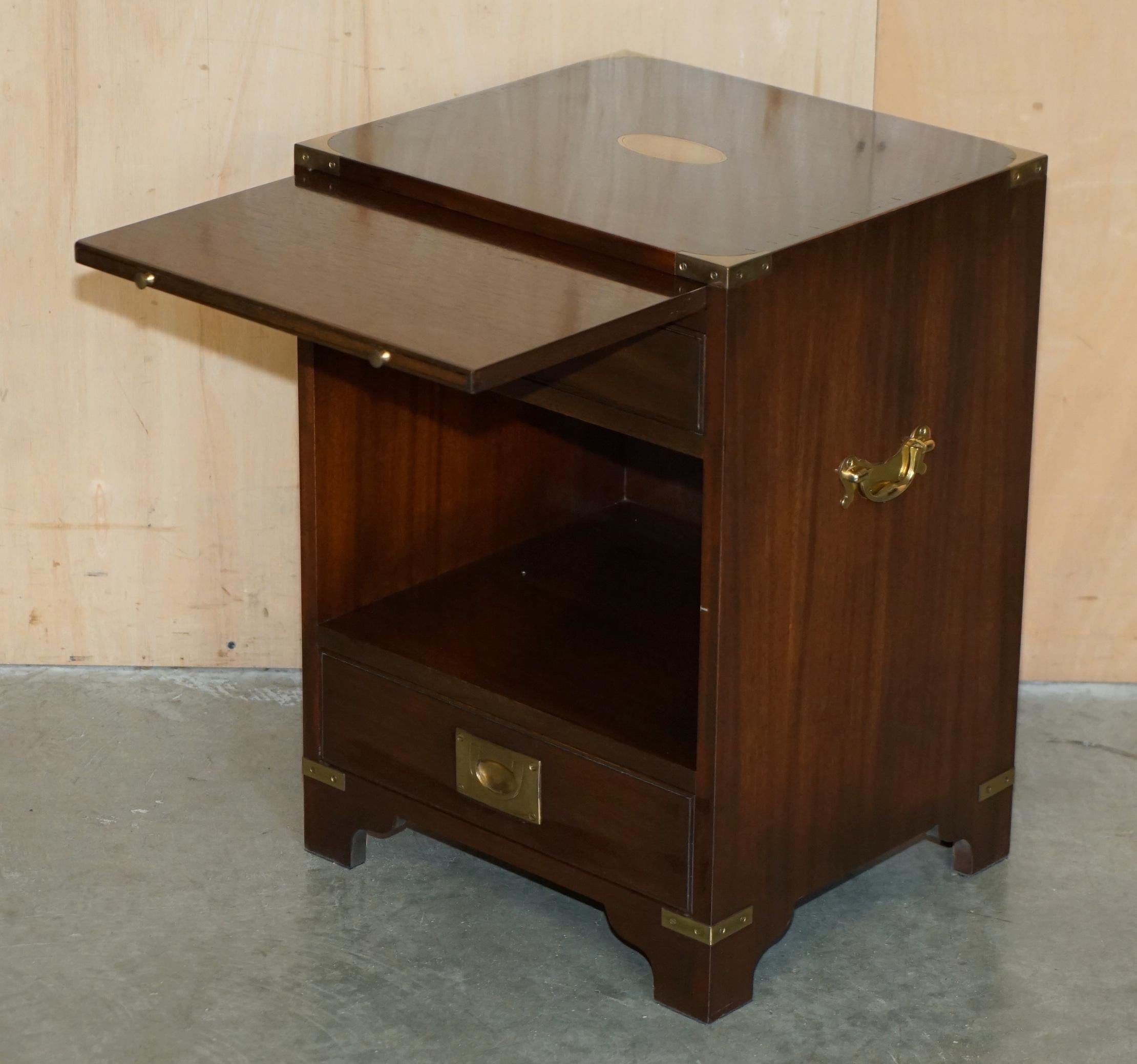 Harrods KENNEDY MILITARY CAMPAIGN SiDE END TABLE DRAWERS INC BUTLERS SLIP TRAY en vente 6