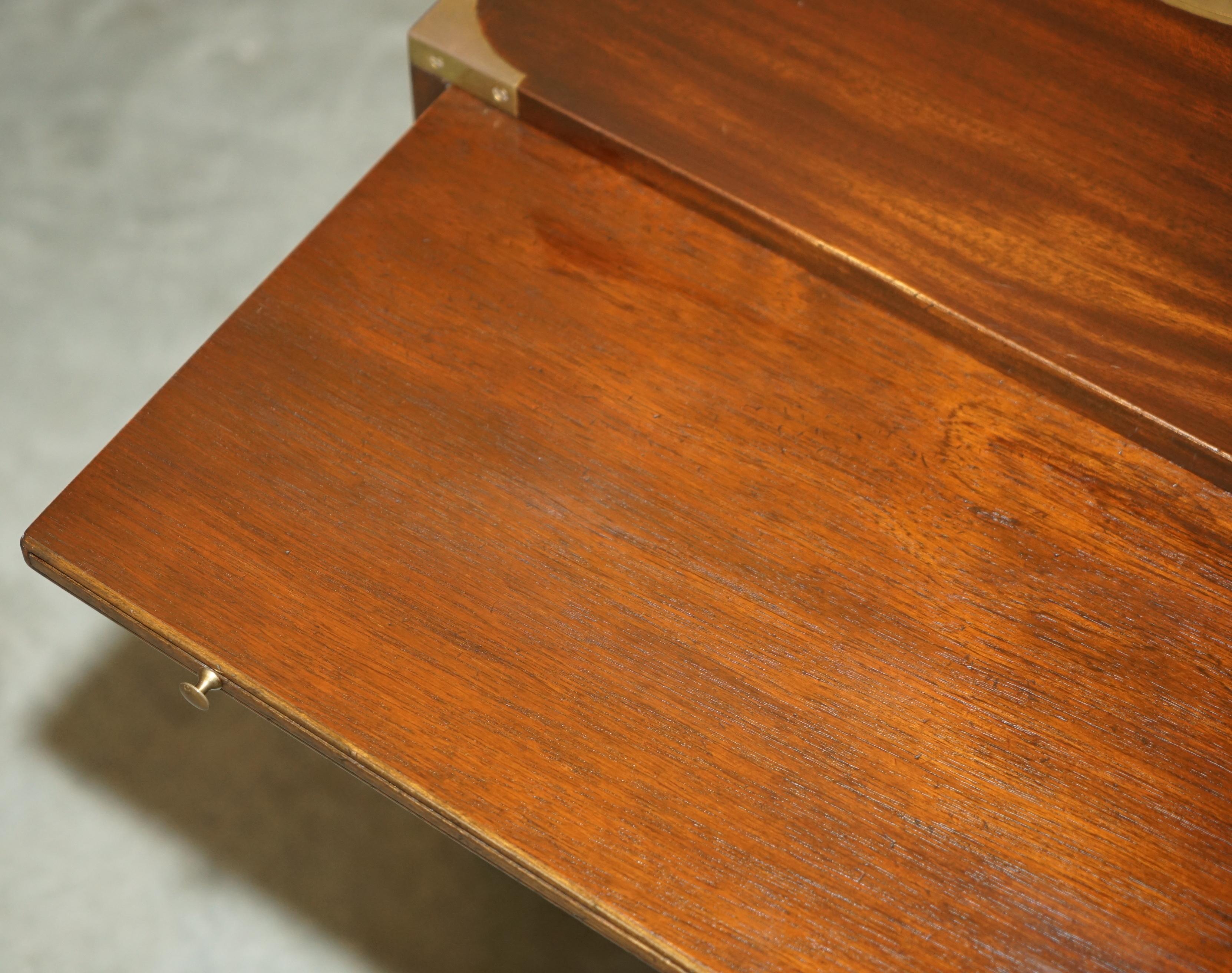 Harrods KENNEDY MILITARY CAMPAIGN SiDE END TABLE DRAWERS INC BUTLERS SLIP TRAY en vente 8