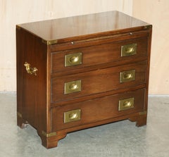 HARRODS KENNEDY MILITARY CAMPAIGN SIDE END TABLE DRAWERS WiTH BUTLERS SLIP TRAY