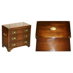 HARRODS KENNEDY MILITARY CAMPAIGN SIDE END TABLE DRAWERS WiTH BUTLERS SLIP TRAY