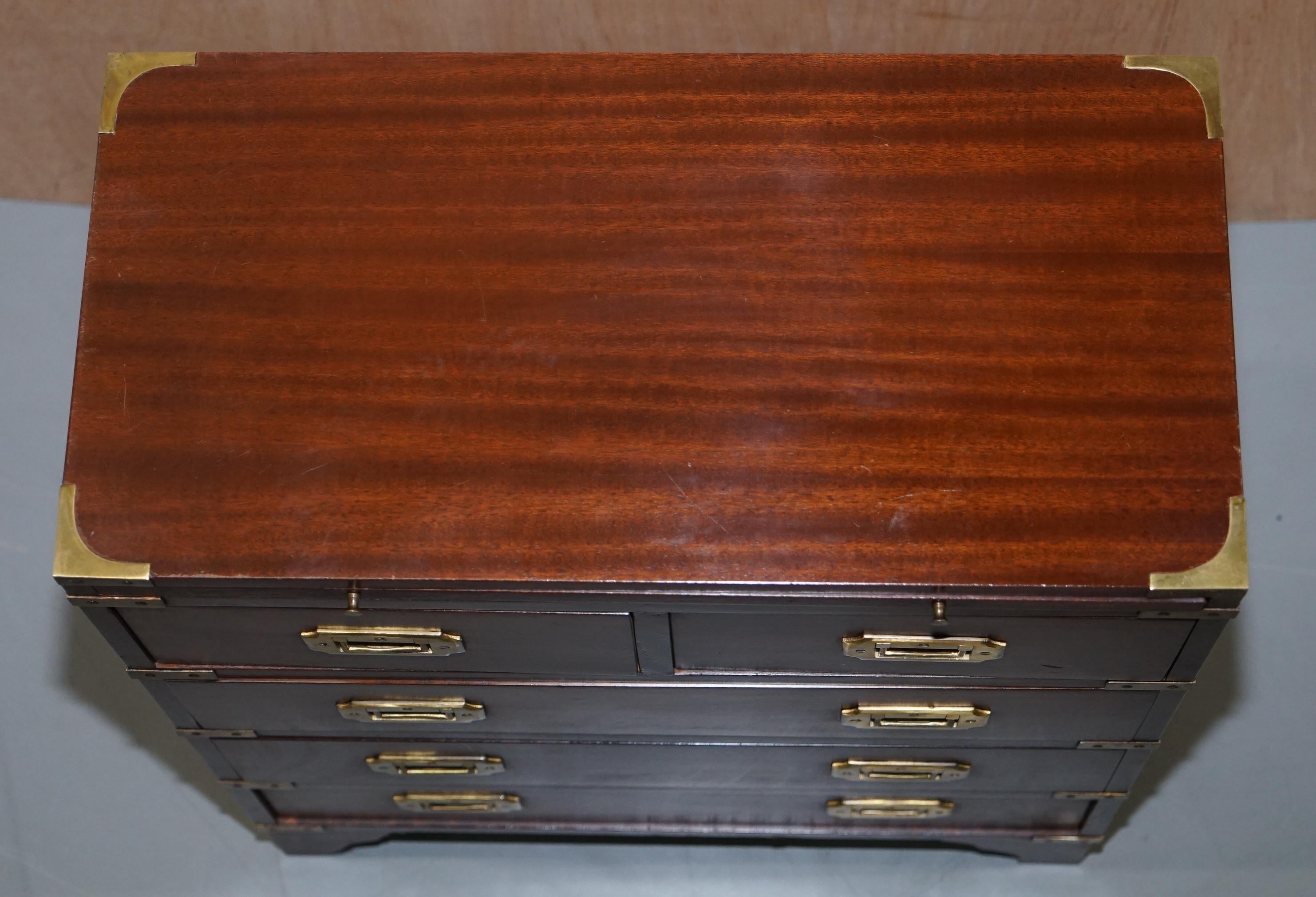 Hand-Crafted Harrods Kennedy Military Campaign Small Chest of Drawers + Butlers Serving Tray
