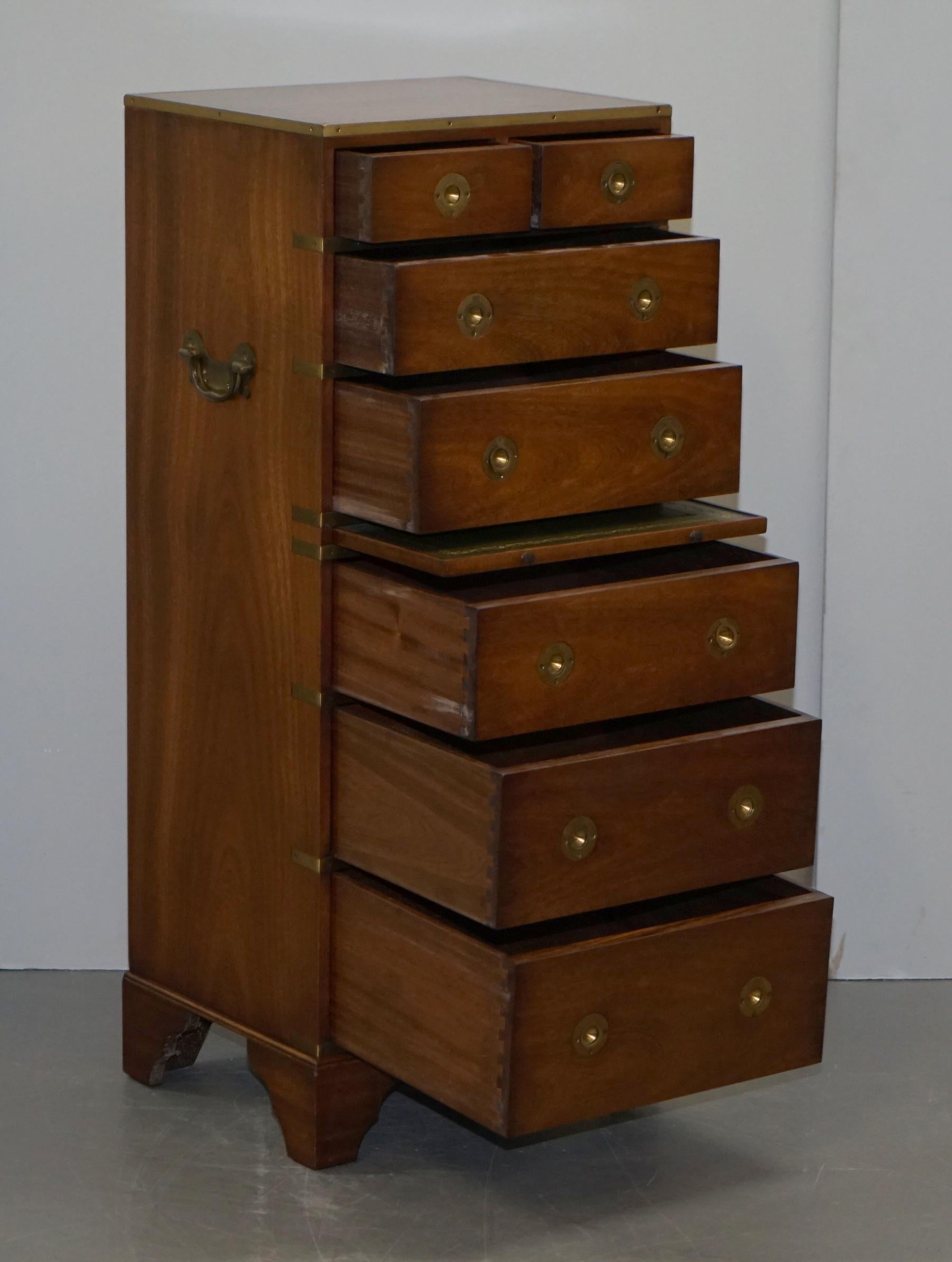 Harrods Kennedy Military Campaign Tallboy Chest of Drawers Part of Large Suite 3
