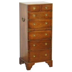 Harrods Kennedy Military Campaign Tallboy Chest of Drawers Part of Large Suite (anglais)