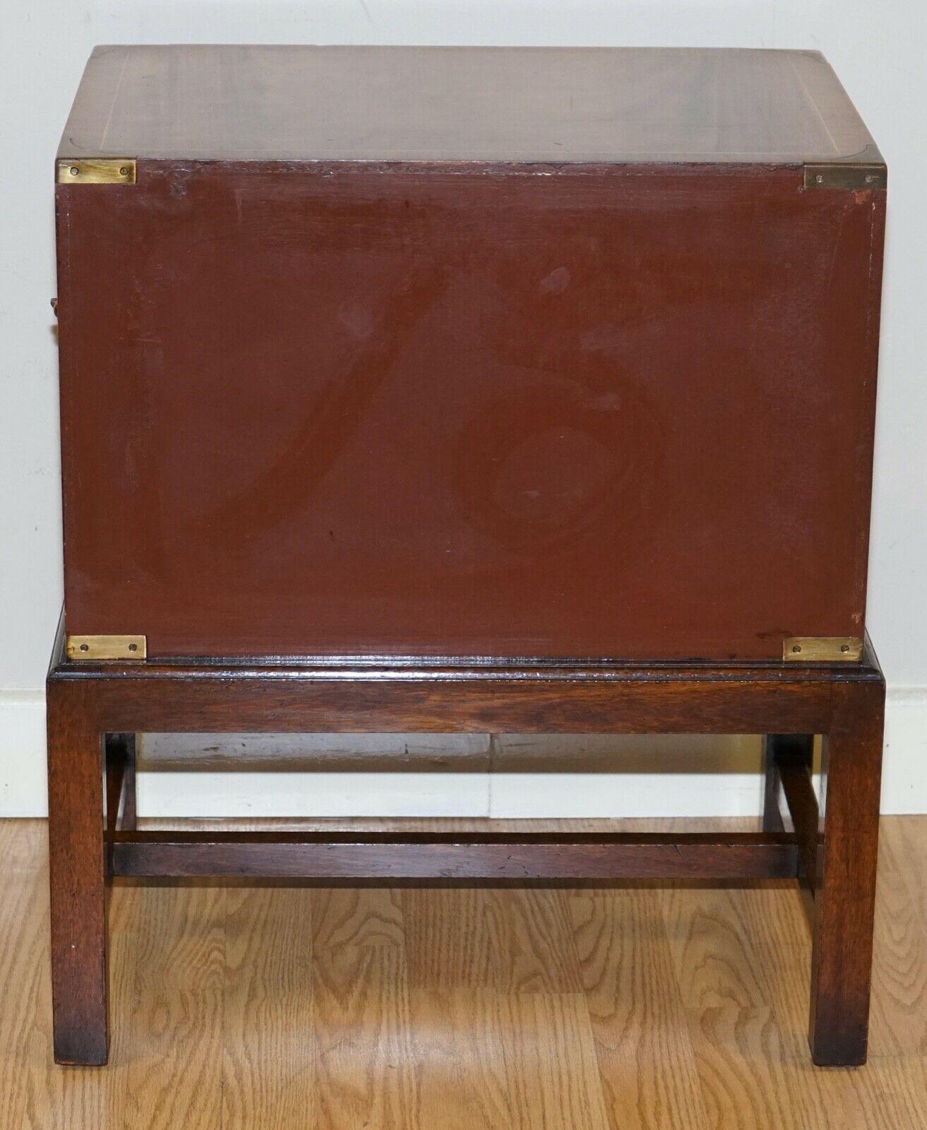 Harrods Kennedy Vintage Military Campaign Lamp End Table Small Cabinet Dovetails 5